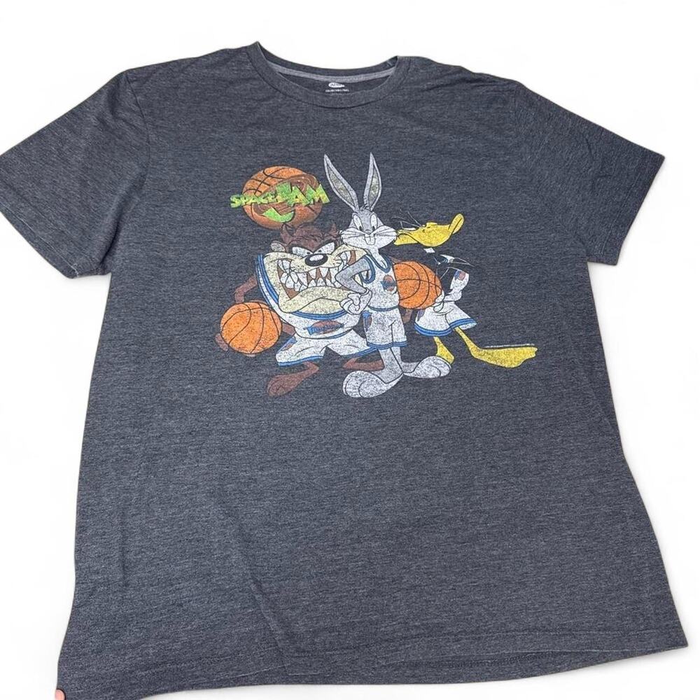 Old Navy Space Jam Looney Tunes Basketball Graphic Tee Dark Heather Gray Large